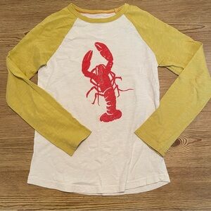 Boden White and Yellow Baseball Tee with Lobster